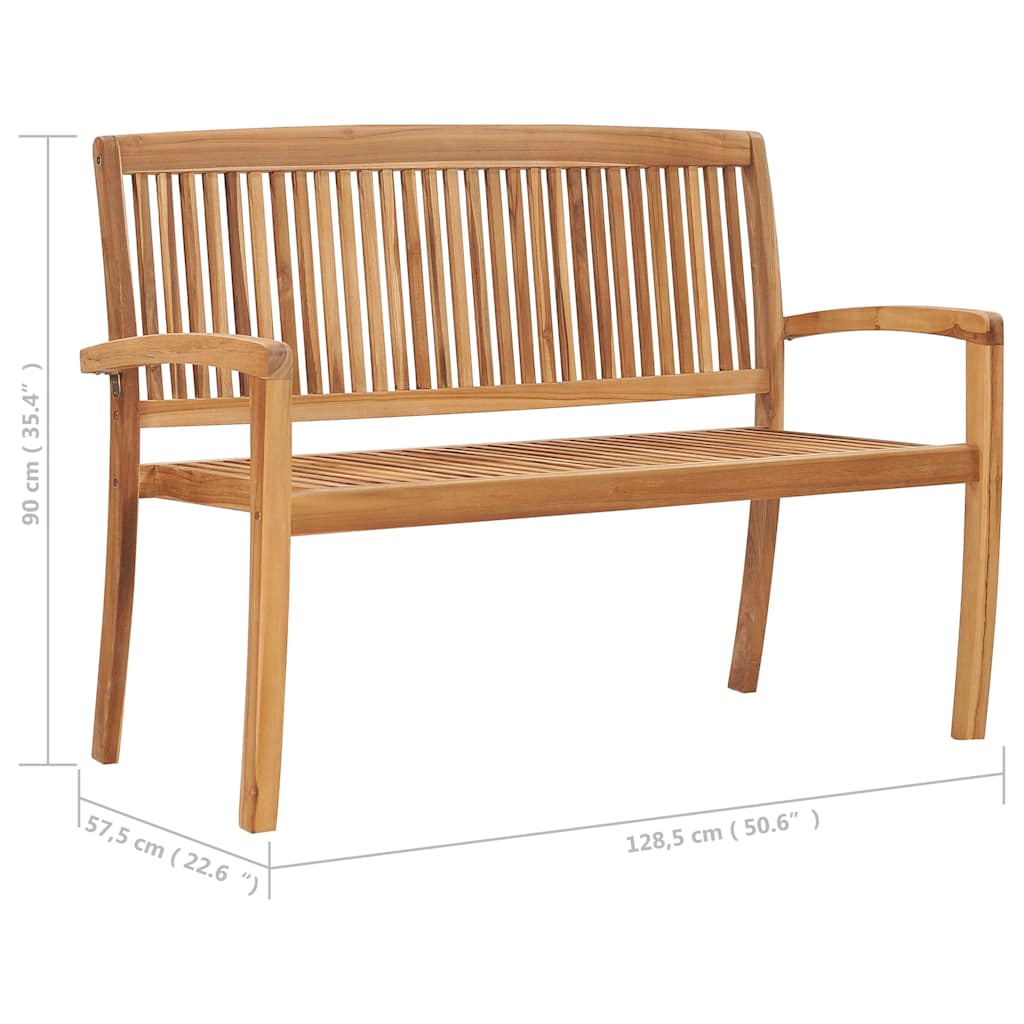 Tömör tíkfa rakásolható kerti pad párnával 128,5 cm 11