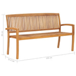 Tömör tíkfa rakásolható kerti pad párnával 159 cm 8