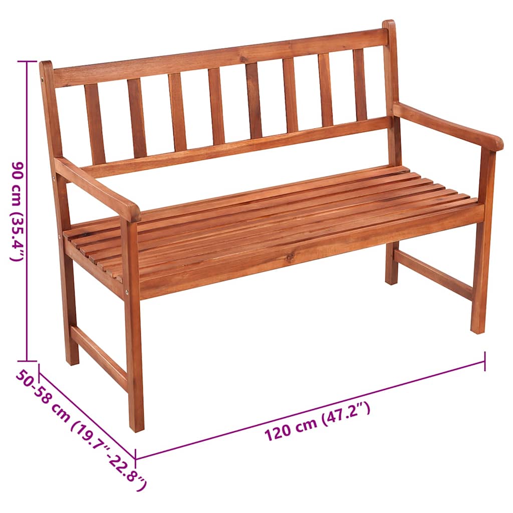 Tömör akácfa kerti pad párnával 120 cm 8