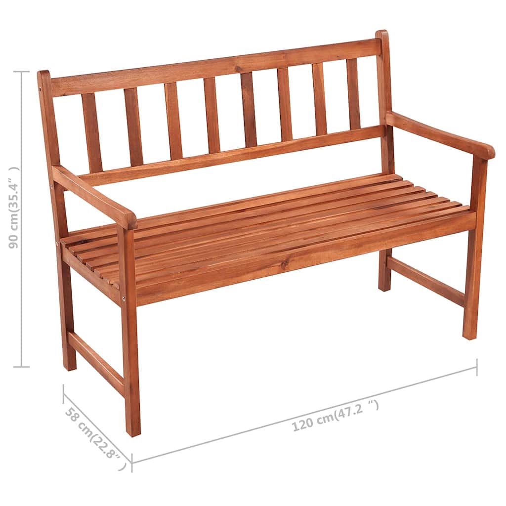 Tömör akácfa kerti pad párnával 120 cm 9