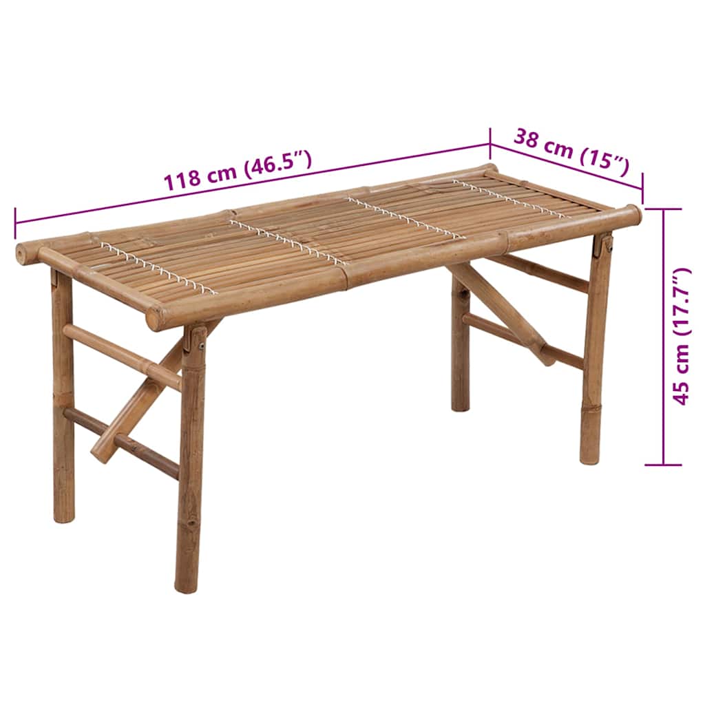 Összecsukható bambusz kerti pad párnával 118 cm 8