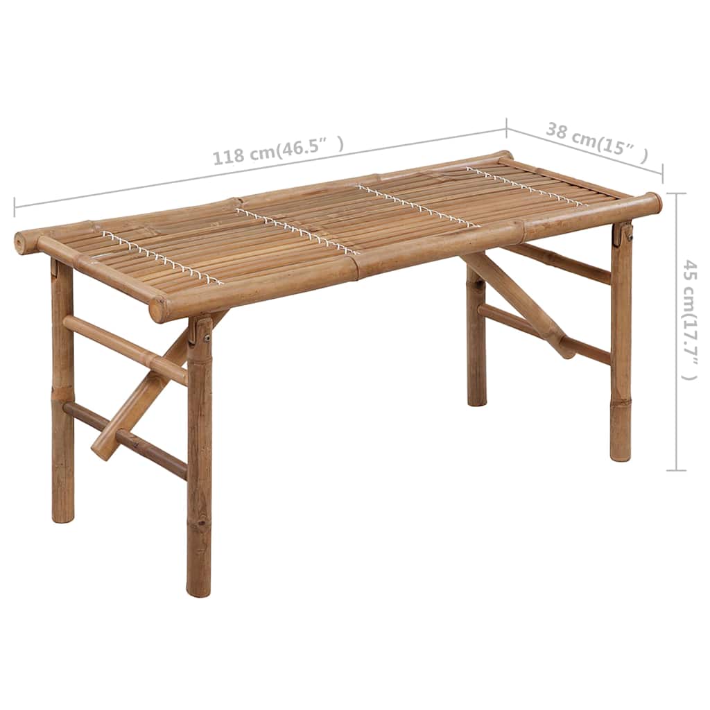 Összecsukható bambusz kerti pad párnával 118 cm 10