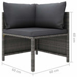 5 részes szürke polyrattan kerti ülőgarnitúra párnákkal 10