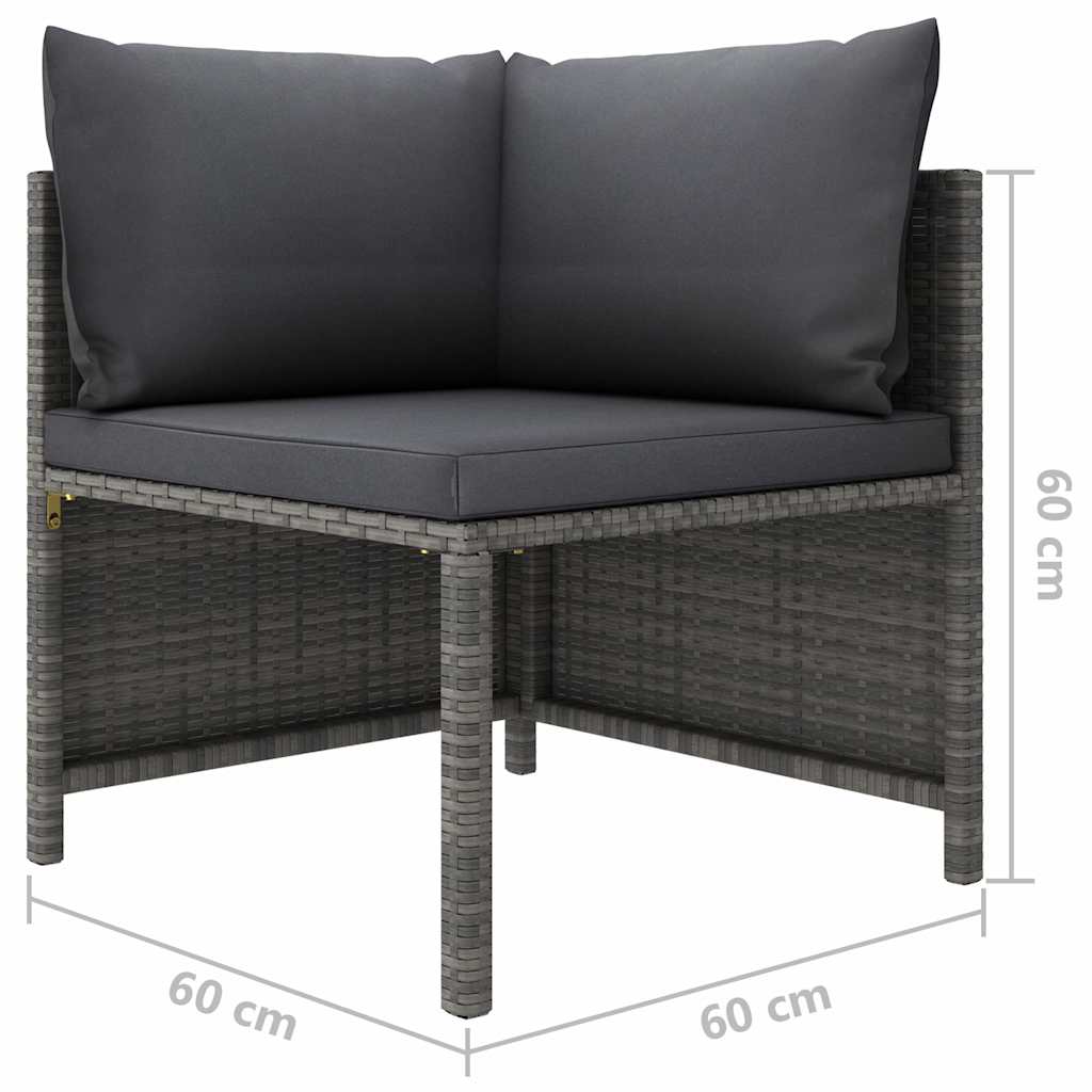 5 részes szürke polyrattan kerti ülőgarnitúra párnákkal 10