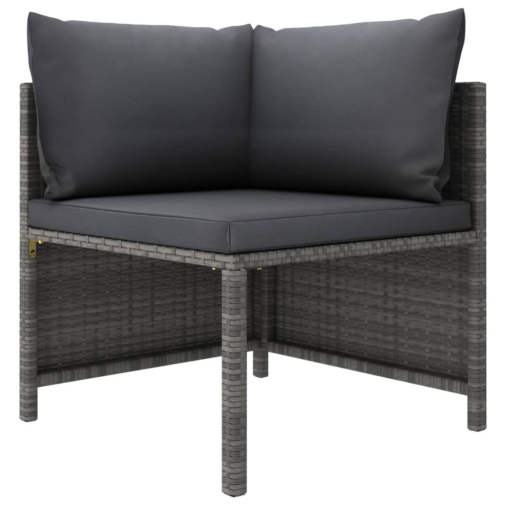 9 részes szürke polyrattan kerti bútorszett párnákkal 3