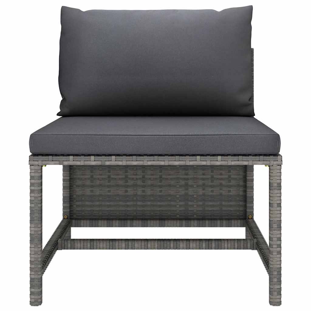 9 részes szürke polyrattan kerti bútorszett párnákkal 14