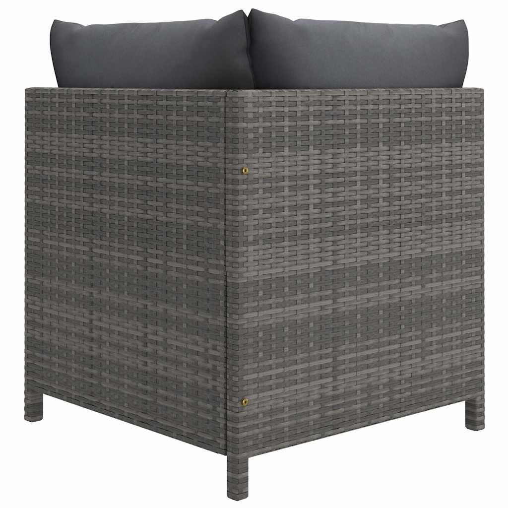 9 részes szürke polyrattan kerti bútorszett párnákkal 5