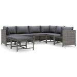 8 részes szürke polyrattan kerti ülőgarnitúra párnákkal 2