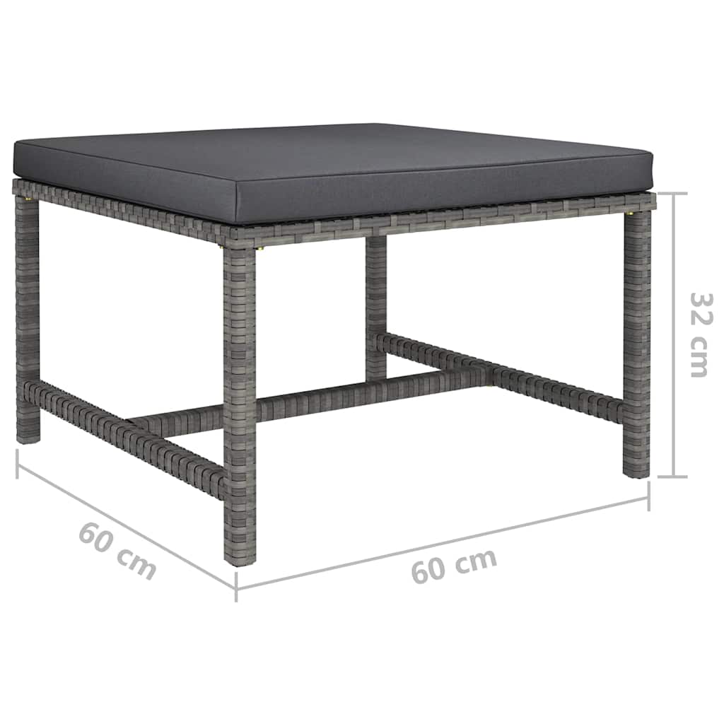8 részes szürke polyrattan kerti ülőgarnitúra párnákkal 12