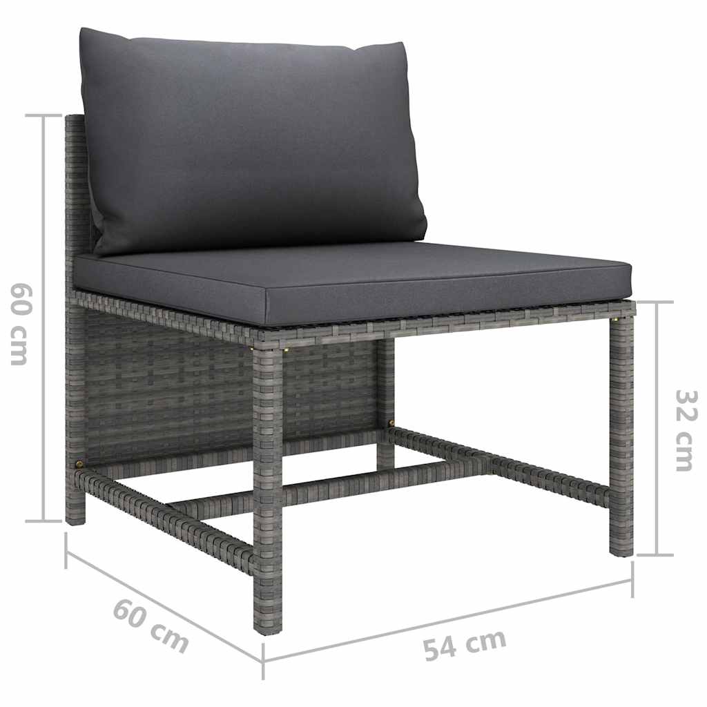 8 részes szürke polyrattan kerti ülőgarnitúra párnákkal 11