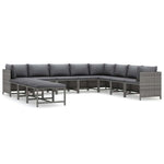 11 részes szürke polyrattan kerti ülőgarnitúra párnákkal 2