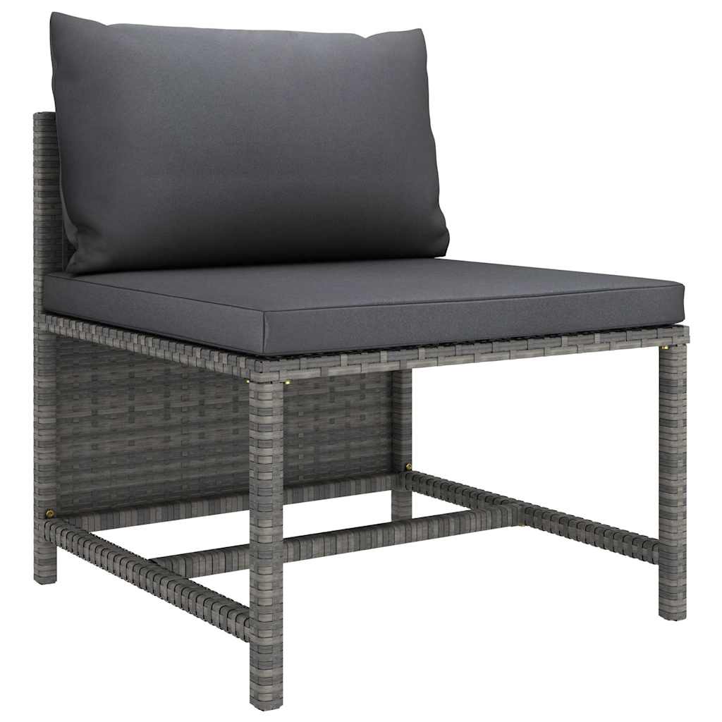 11 részes szürke polyrattan kerti ülőgarnitúra párnákkal 6