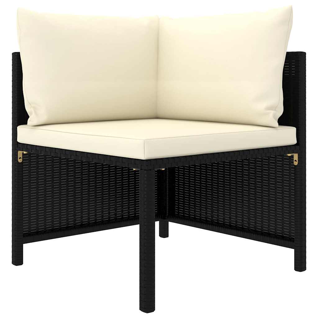9 részes fekete polyrattan kerti ülőgarnitúra párnákkal 3