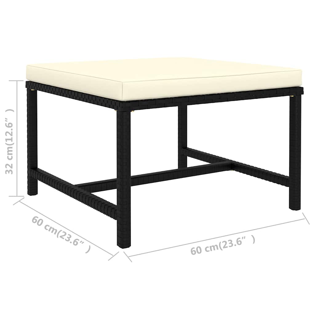 9 részes fekete polyrattan kerti ülőgarnitúra párnákkal 12