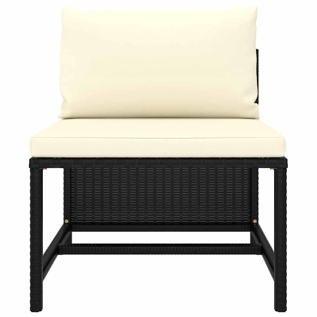 9 részes fekete polyrattan kerti ülőgarnitúra párnákkal 5