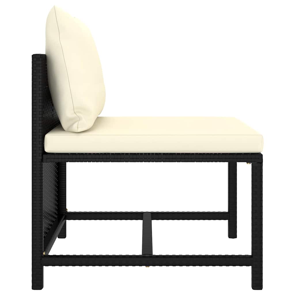 9 részes fekete polyrattan kerti ülőgarnitúra párnákkal 6