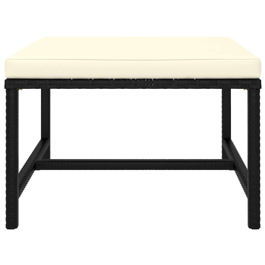 9 részes fekete polyrattan kerti ülőgarnitúra párnákkal 8