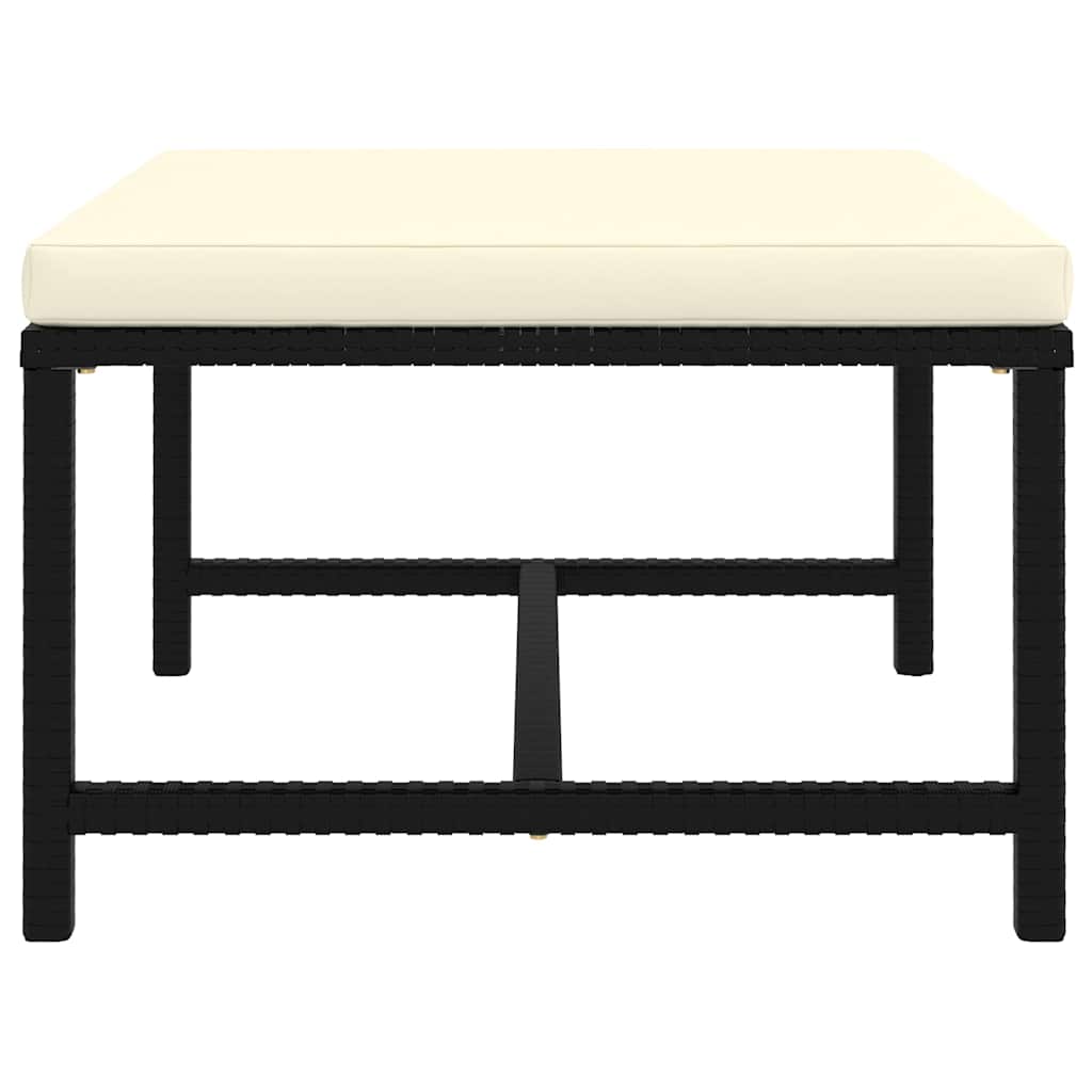 9 részes fekete polyrattan kerti ülőgarnitúra párnákkal 9