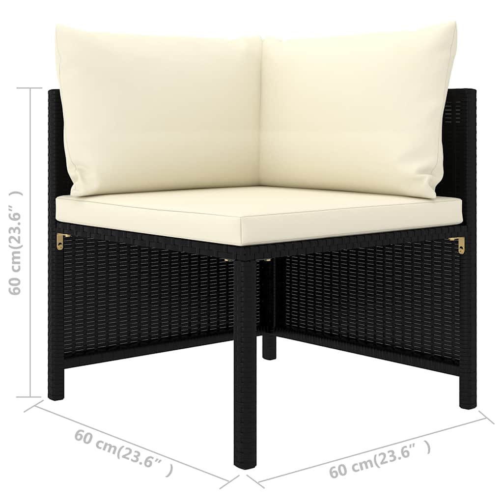 9 részes fekete polyrattan kerti ülőgarnitúra párnákkal 10