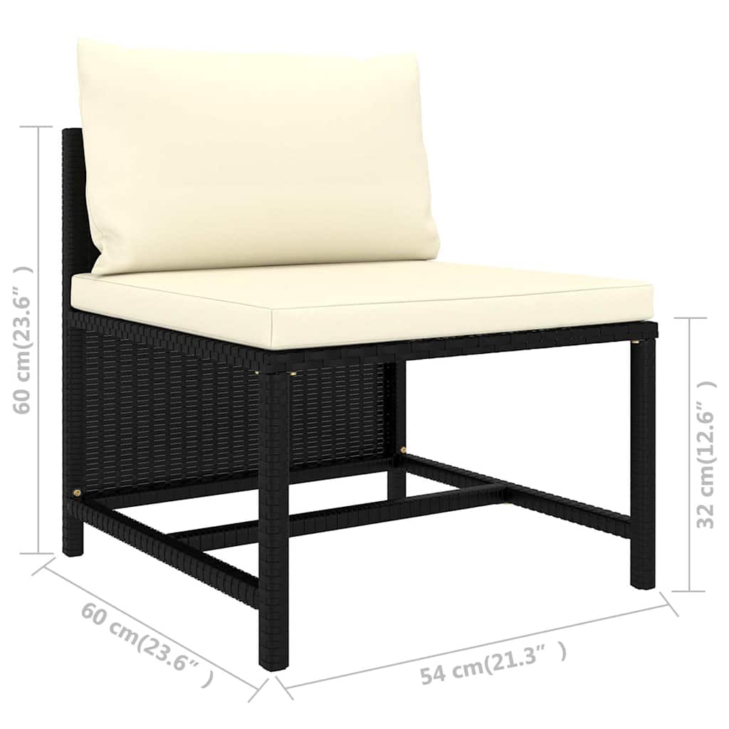 9 részes fekete polyrattan kerti ülőgarnitúra párnákkal 11