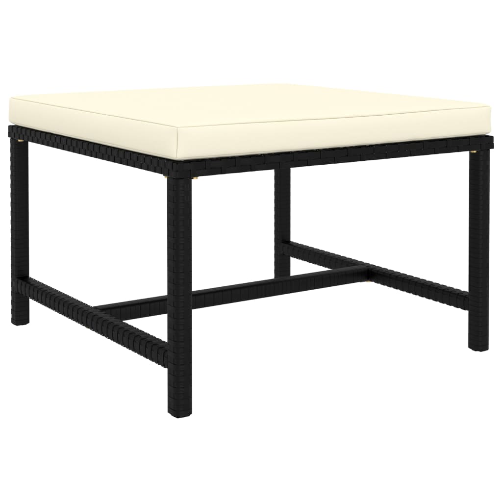 11 részes fekete polyrattan kerti bútorszett párnákkal 8
