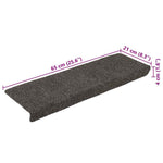 15 db öntapadós lépcsőszőnyeg 65 x 21 x 4 cm antracit téglalap alakú széllel 8