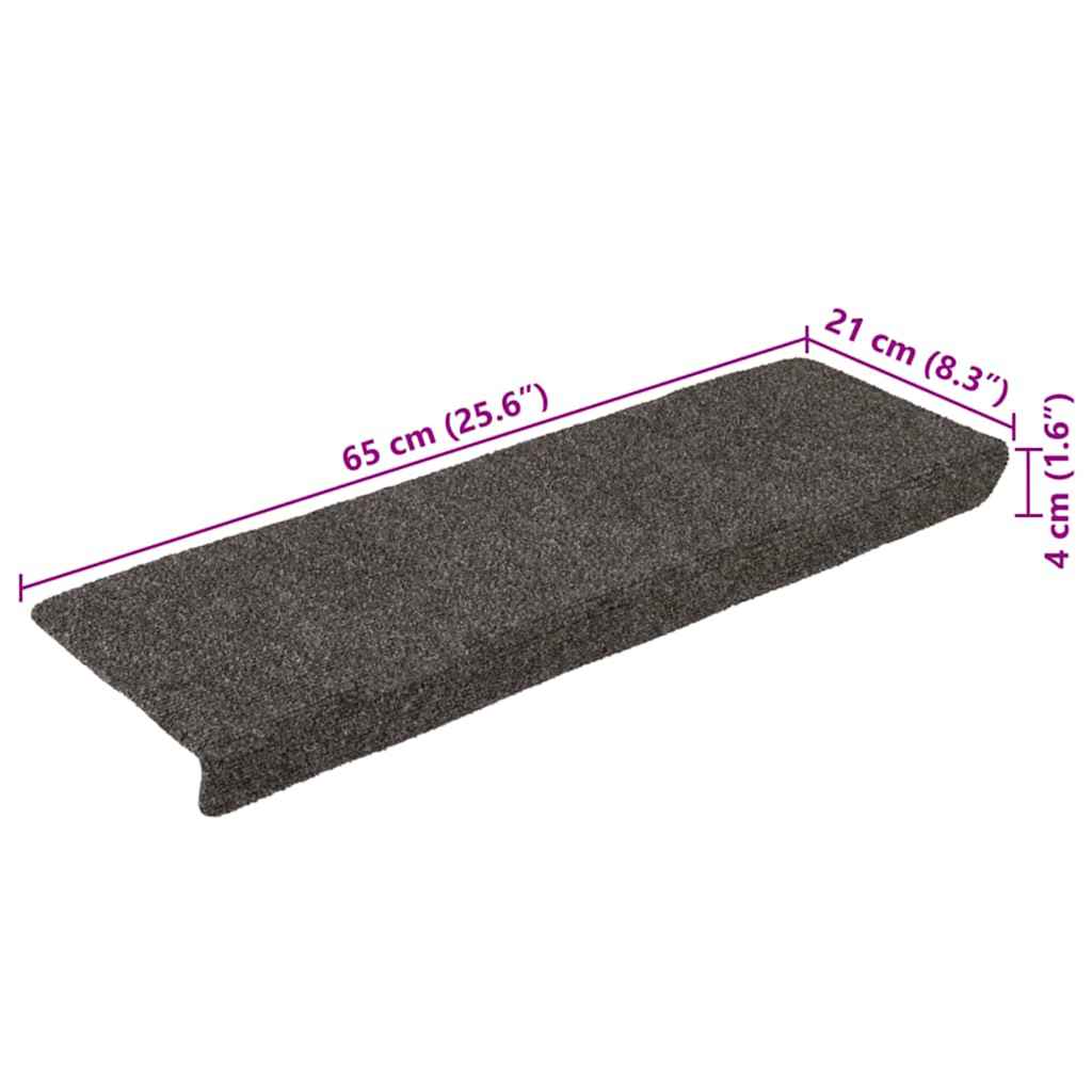 15 db öntapadós lépcsőszőnyeg 65 x 21 x 4 cm antracit téglalap alakú széllel 8