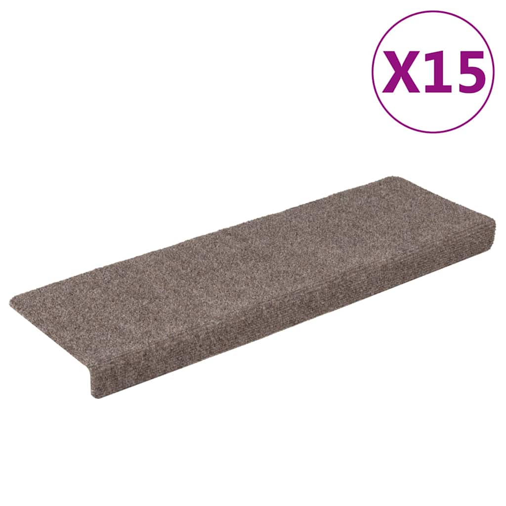 15 db öntapadós lépcsőszőnyeg, 65 x 21 x 4 cm, bézs, téglalap alakú széllel 2