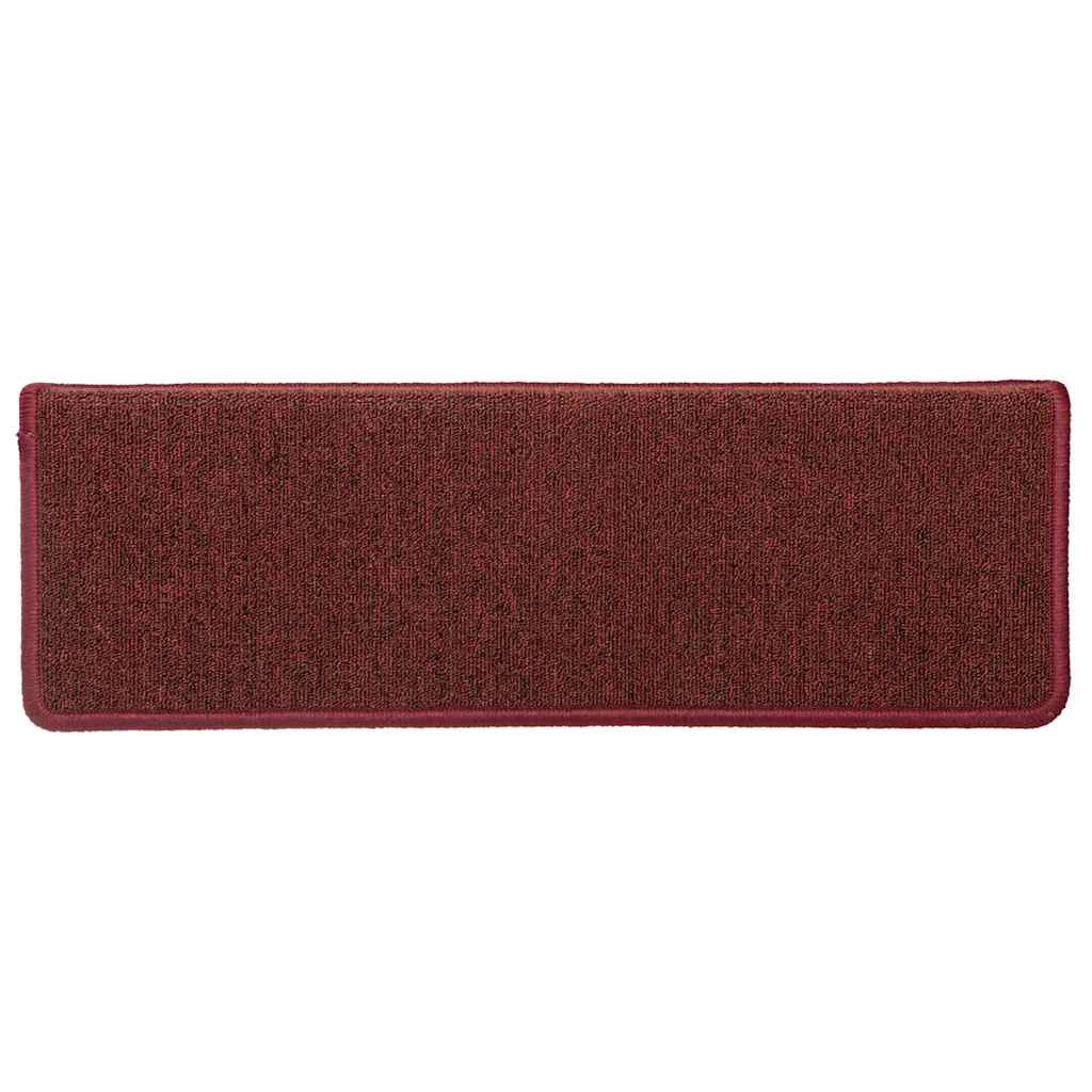 15 db lépcsőszőnyeg 65 x 21 x 4 cm bordó téglalap alakú széllel 6