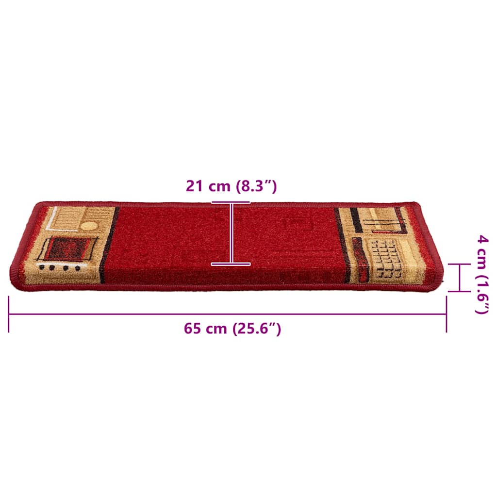 15 db piros öntapadó lépcsőszőnyeg 65x21x4 cm 9