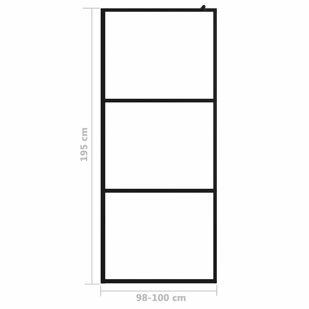 Fekete zuhanyfal átlátszó ESG üveggel 100 x 195 cm 6