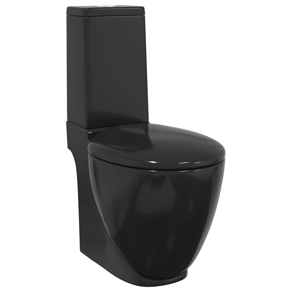 Fürdőszobai kerek fekete kerámia WC alsó vízelvezetéssel 2
