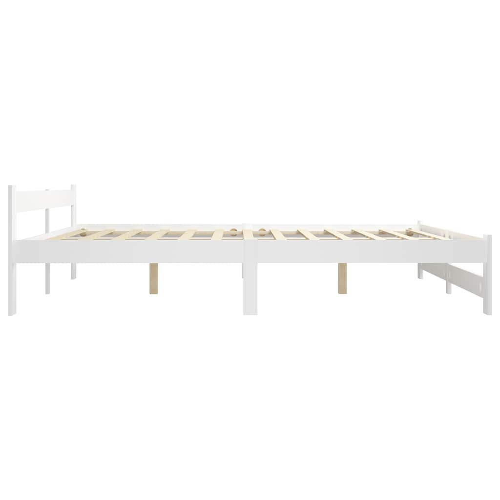 Fehér tömör fenyőfa ágykeret matrac nélkül 200 x 200 cm 4