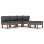 5 részes szürke polyrattan kerti ülőgarnitúra párnákkal 2