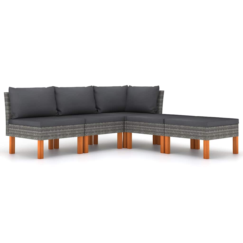 5 részes szürke polyrattan kerti ülőgarnitúra párnákkal 2