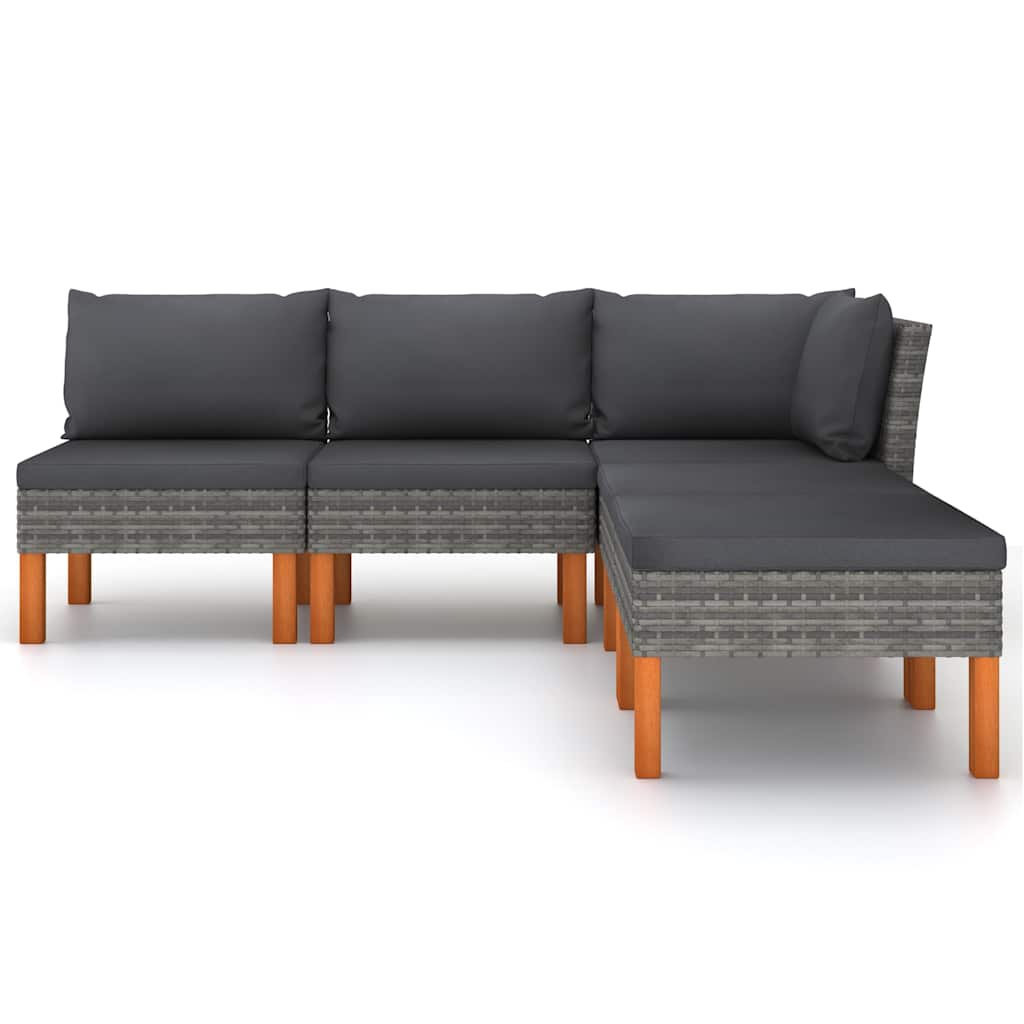 5 részes szürke polyrattan kerti ülőgarnitúra párnákkal 3