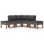 5 részes szürke polyrattan kerti ülőgarnitúra párnákkal 4