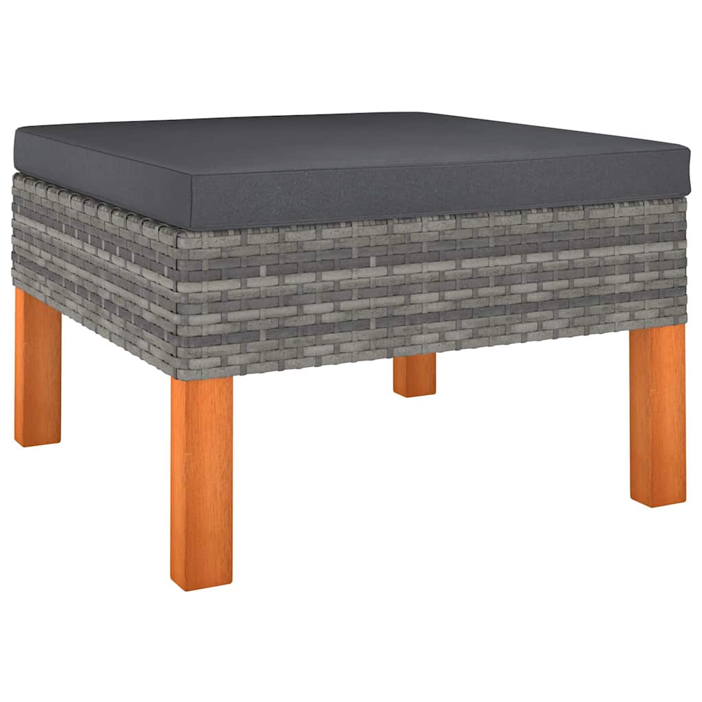 5 részes szürke polyrattan kerti ülőgarnitúra párnákkal 7