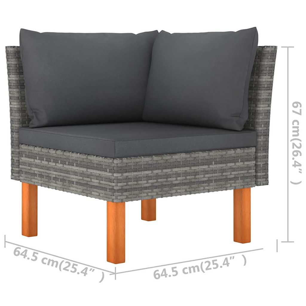 5 részes szürke polyrattan kerti ülőgarnitúra párnákkal 9