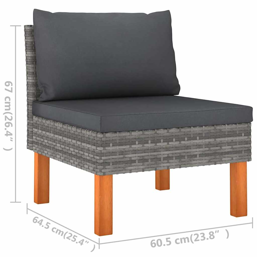 5 részes szürke polyrattan kerti ülőgarnitúra párnákkal 11