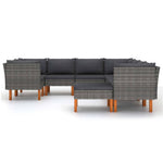 9 részes szürke polyrattan kerti ülőgarnitúra párnákkal 3