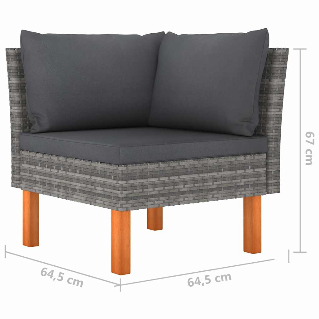 9 részes szürke polyrattan kerti ülőgarnitúra párnákkal 7