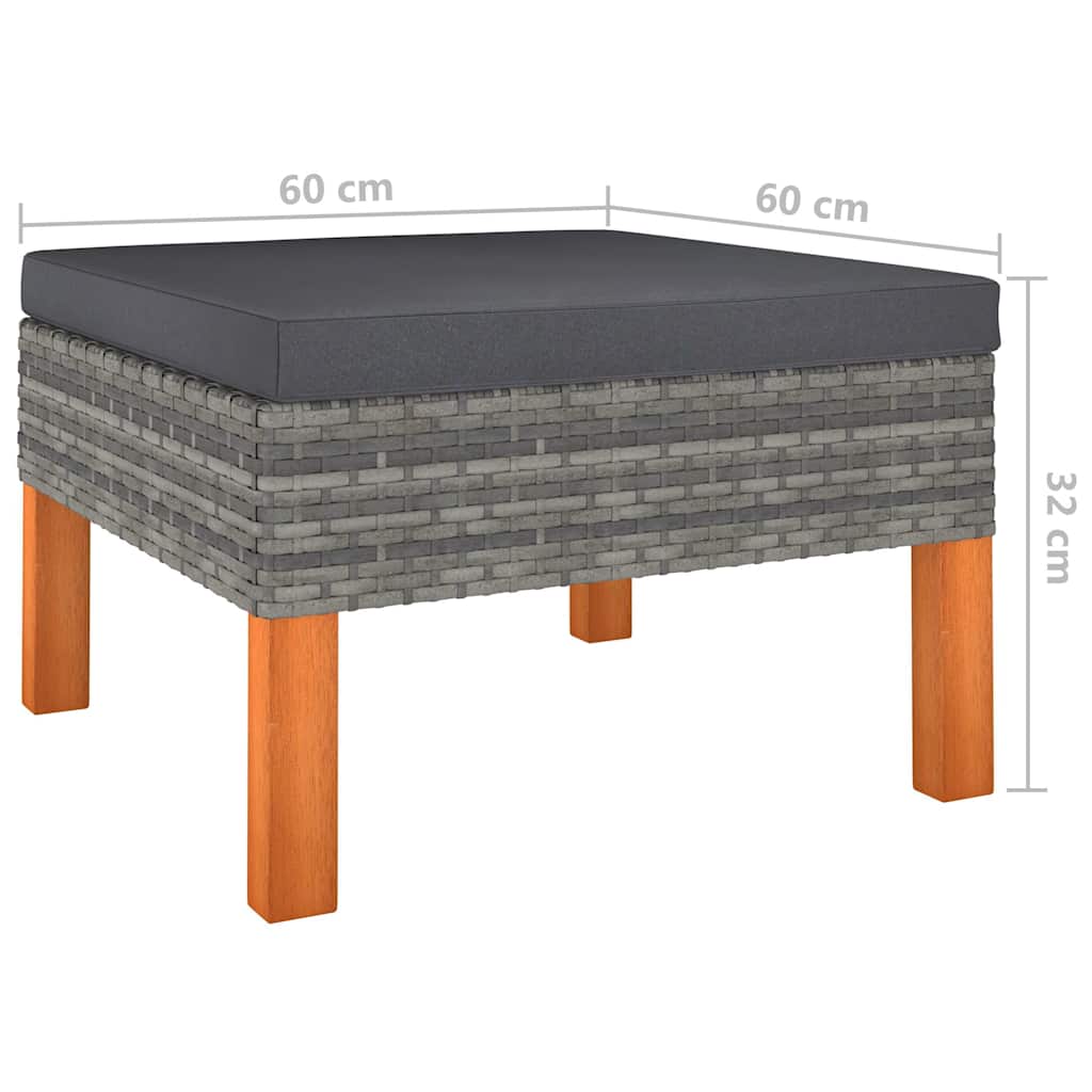 9 részes szürke polyrattan kerti ülőgarnitúra párnákkal 8