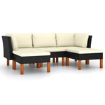 5 részes fekete polyrattan kerti ülőgarnitúra párnákkal 2