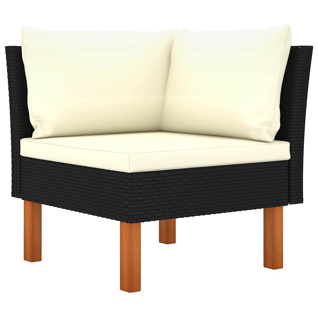 5 részes fekete polyrattan kerti ülőgarnitúra párnákkal 4