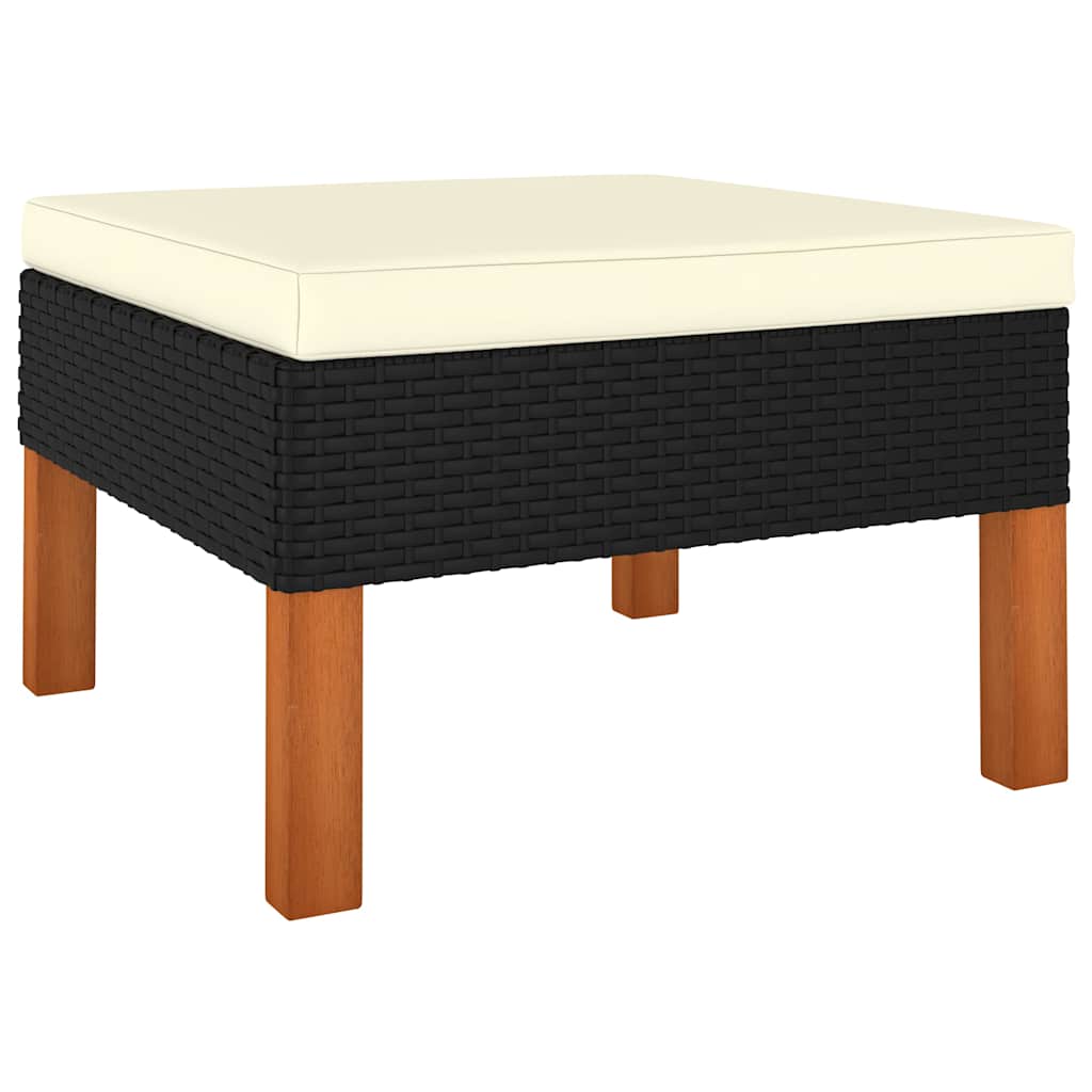 5 részes fekete polyrattan kerti ülőgarnitúra párnákkal 5