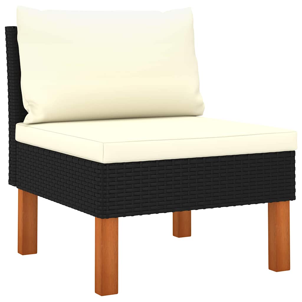 5 részes fekete polyrattan kerti ülőgarnitúra párnákkal 6