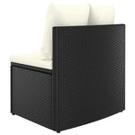 9 részes fekete polyrattan kerti kanapészett párnákkal 7