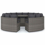 9 részes szürke polyrattan kerti kanapészett párnákkal 2