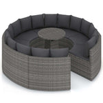 9 részes szürke polyrattan kerti kanapészett párnákkal 3